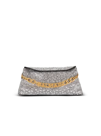 1945 Pochette in morbida pelle scamosciata e strass