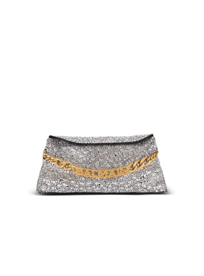 1945 Pochette in morbida pelle scamosciata e strass 1945 Pochette in morbida pelle scamosciata e strass