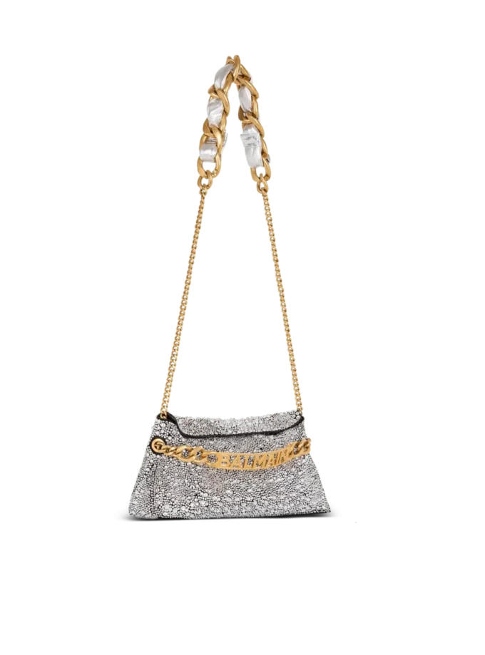1945 Pochette in morbida pelle scamosciata e strass 1945 Pochette in morbida pelle scamosciata e strass