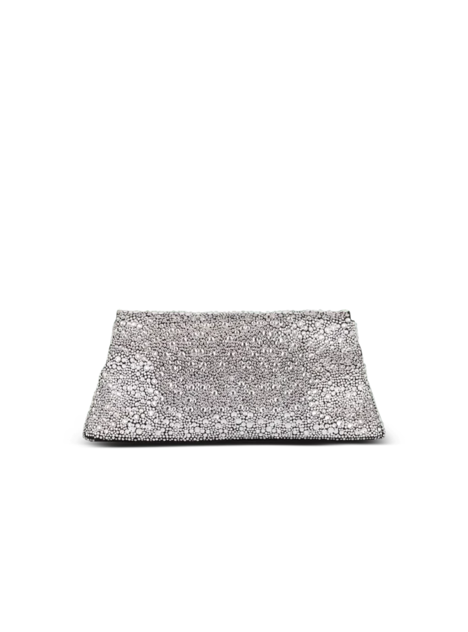 1945 Pochette in morbida pelle scamosciata e strass 1945 Pochette in morbida pelle scamosciata e strass