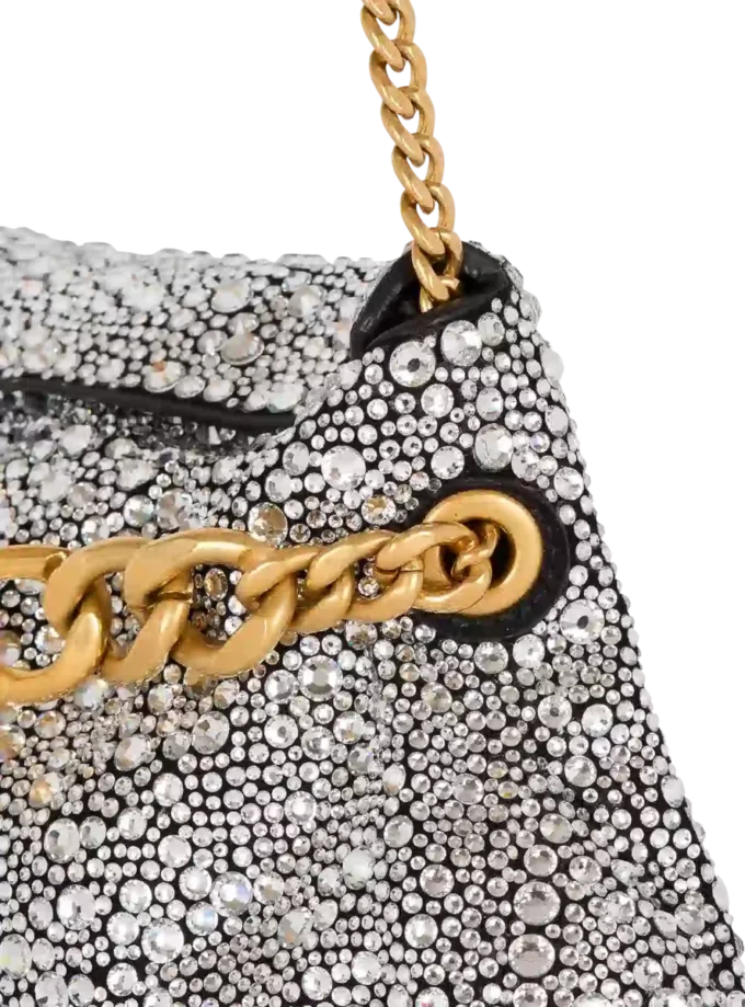 1945 Pochette in morbida pelle scamosciata e strass 1945 Pochette in morbida pelle scamosciata e strass
