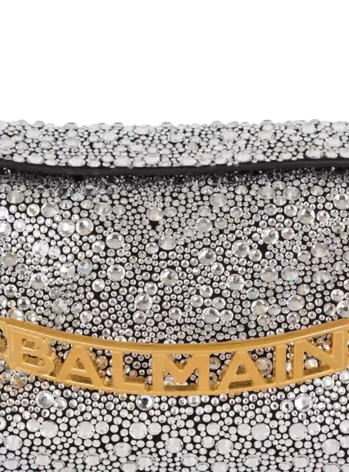 1945 Pochette in morbida pelle scamosciata e strass 1945 Pochette in morbida pelle scamosciata e strass