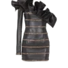 Abito aderente asimmetrico in pelle con catene Abito aderente asimmetrico in pelle con catene
