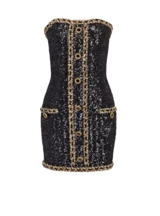 Abito bustier con ricami di paillettes
