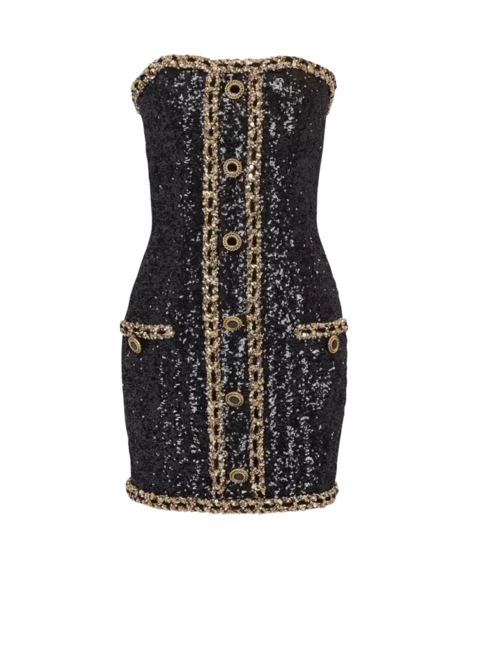 Abito bustier con ricami di paillettes Abito bustier con ricami di paillettes