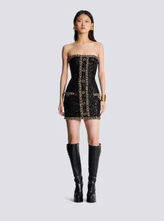 Abito bustier con ricami di paillettes