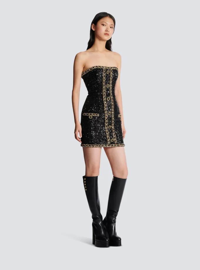 Abito bustier con ricami di paillettes Abito bustier con ricami di paillettes