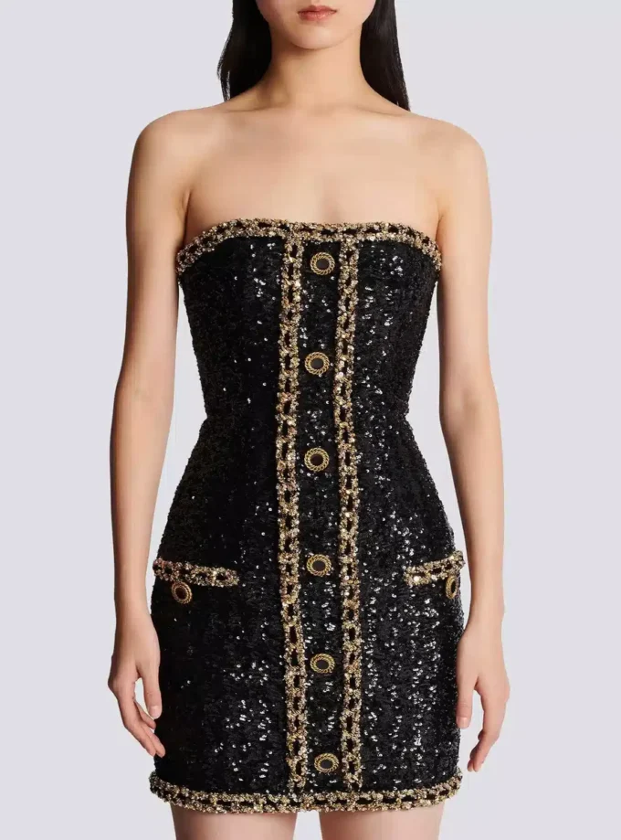 Abito bustier con ricami di paillettes Abito bustier con ricami di paillettes