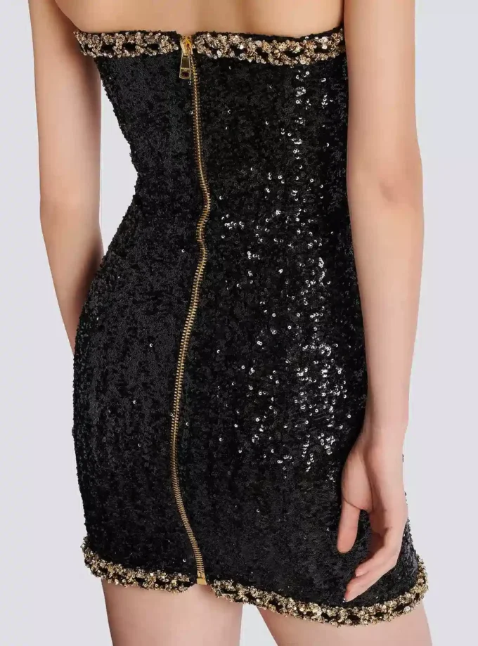 Abito bustier con ricami di paillettes Abito bustier con ricami di paillettes
