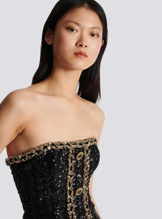 Abito bustier con ricami di paillettes Abito bustier con ricami di paillettes