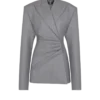 Abito corto a giacca in lana drappeggiata Abito corto a giacca in lana drappeggiata