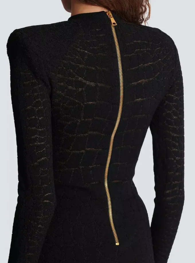 Abito corto con paillettes in maglia coccodrillo Abito corto con paillettes in maglia coccodrillo