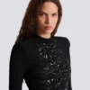Abito corto con paillettes in maglia coccodrillo Abito corto con paillettes in maglia coccodrillo