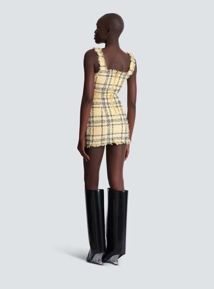 Abito corto con spalline in tweed glitterato Abito corto con spalline in tweed glitterato