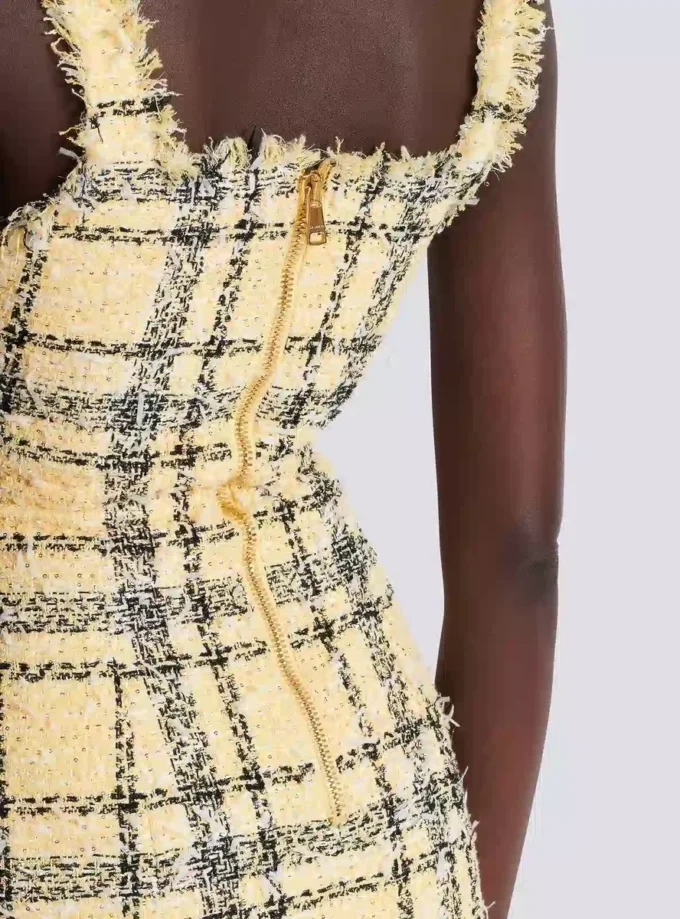 Abito corto con spalline in tweed glitterato Abito corto con spalline in tweed glitterato