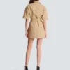 Abito corto in gabardine di cotone con lacci