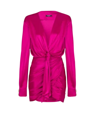 Abito corto in jersey interlock drappeggiato