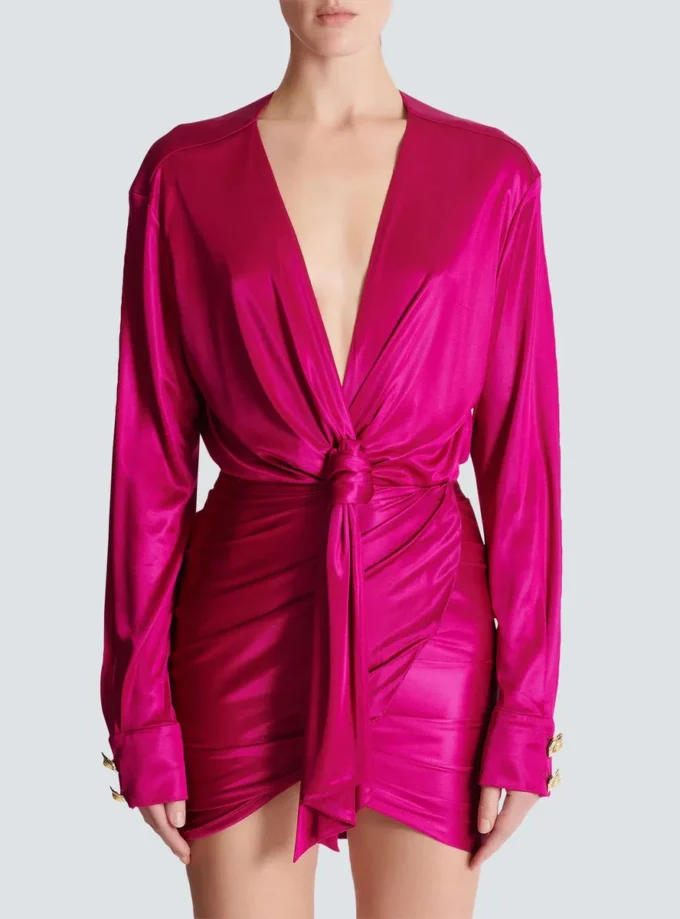 Abito corto in jersey interlock drappeggiato Abito corto in jersey interlock drappeggiato