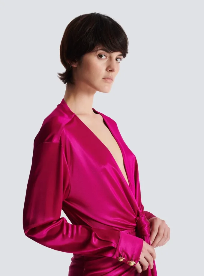 Abito corto in jersey interlock drappeggiato Abito corto in jersey interlock drappeggiato