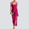 Abito fluido in jersey interlock drappeggiato