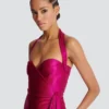 Abito fluido in jersey interlock drappeggiato