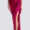 Abito fluido in jersey interlock drappeggiato