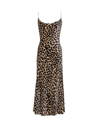Abito fluido in velluto con stampa leopardata
