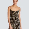 Abito fluido in velluto con stampa leopardata