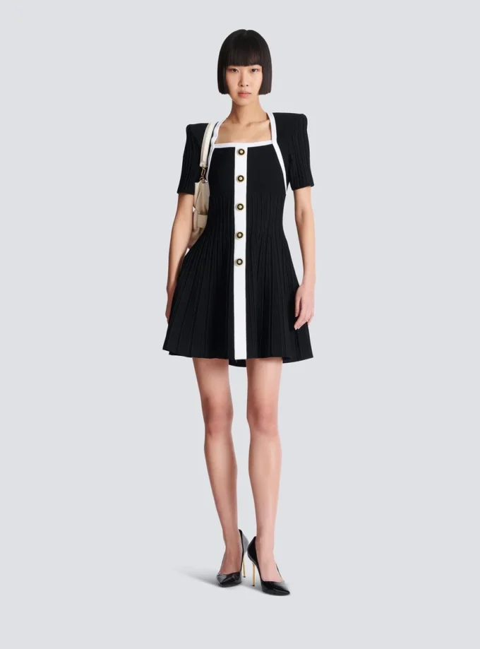 Abito in maglia A-line bicolore Abito in maglia A-line bicolore
