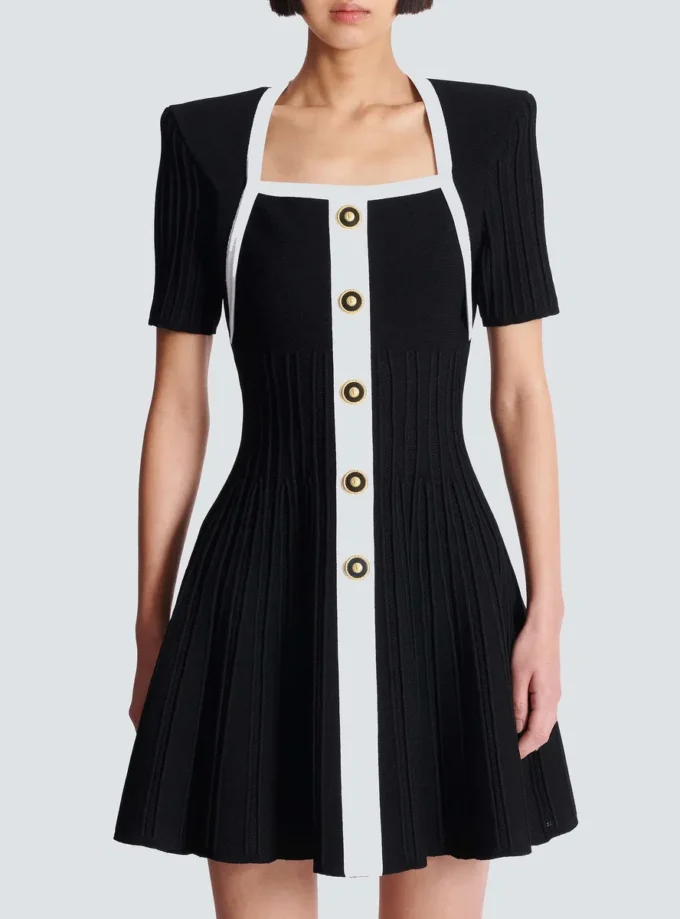 Abito in maglia A-line bicolore Abito in maglia A-line bicolore