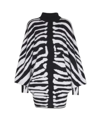 Abito in maglia con intarsio zebrato