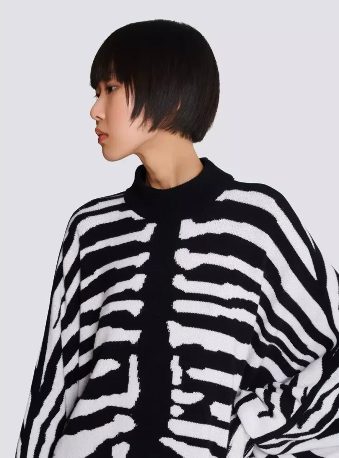 Abito in maglia con intarsio zebrato Abito in maglia con intarsio zebrato