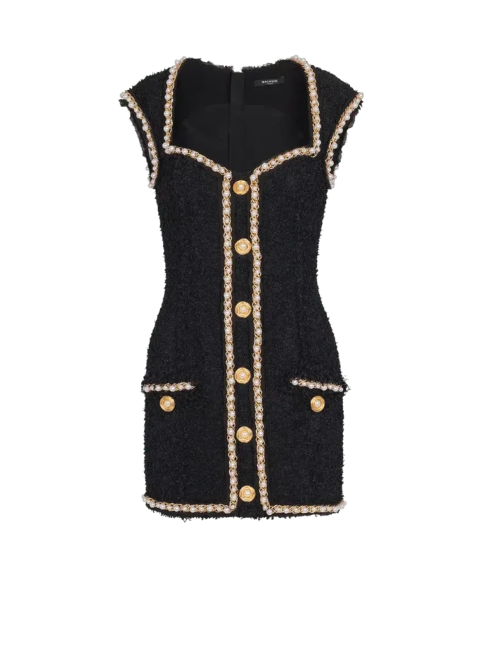 Abito in tweed con bordi in perle Abito in tweed con bordi in perle