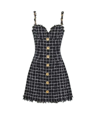Abito in tweed con spalline a catena Abito in tweed con spalline a catena