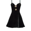Abito in velluto con spalline decorate Abito in velluto con spalline decorate