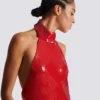 Abito lungo con paillettes e scollo all’americana Abito lungo con paillettes e scollo all’americana