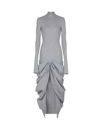 Abito lungo drappeggiato in maglia di cotone