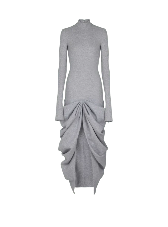 Abito lungo drappeggiato in maglia di cotone Abito lungo drappeggiato in maglia di cotone