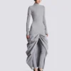 Abito lungo drappeggiato in maglia di cotone Abito lungo drappeggiato in maglia di cotone