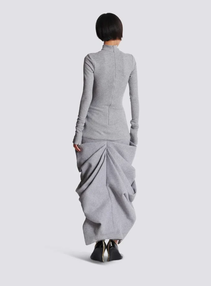Abito lungo drappeggiato in maglia di cotone Abito lungo drappeggiato in maglia di cotone
