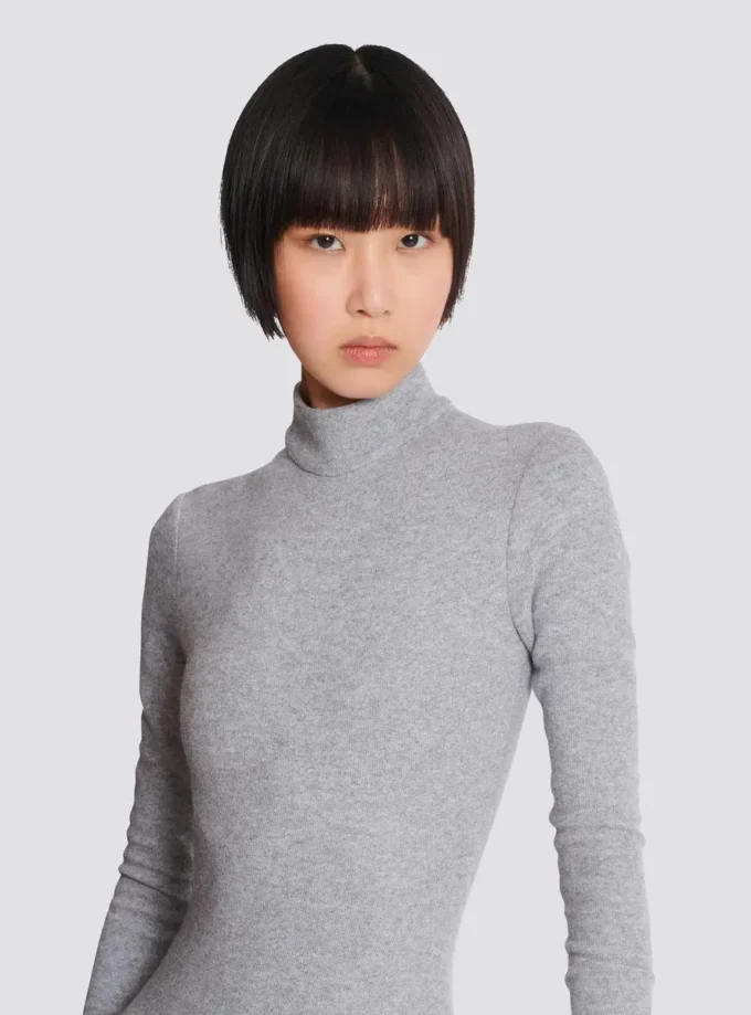 Abito lungo drappeggiato in maglia di cotone Abito lungo drappeggiato in maglia di cotone
