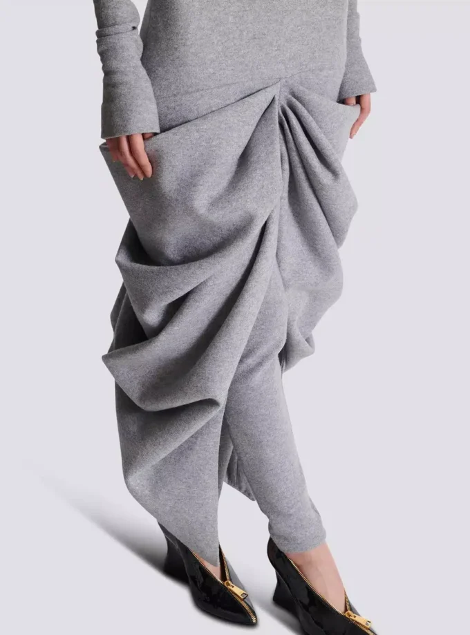 Abito lungo drappeggiato in maglia di cotone Abito lungo drappeggiato in maglia di cotone