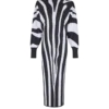 Abito lungo in maglia con intarsio zebrato Abito lungo in maglia con intarsio zebrato