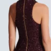 Abito lungo senza maniche con paillettes