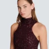 Abito lungo senza maniche con paillettes