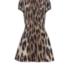 Abito svasato in jacquard con stampa leopardata Abito svasato in jacquard con stampa leopardata