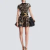 Abito svasato in jacquard con stampa leopardata Abito svasato in jacquard con stampa leopardata