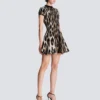 Abito svasato in jacquard con stampa leopardata Abito svasato in jacquard con stampa leopardata