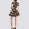 Abito svasato in jacquard con stampa leopardata Abito svasato in jacquard con stampa leopardata