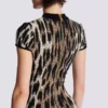 Abito svasato in jacquard con stampa leopardata Abito svasato in jacquard con stampa leopardata